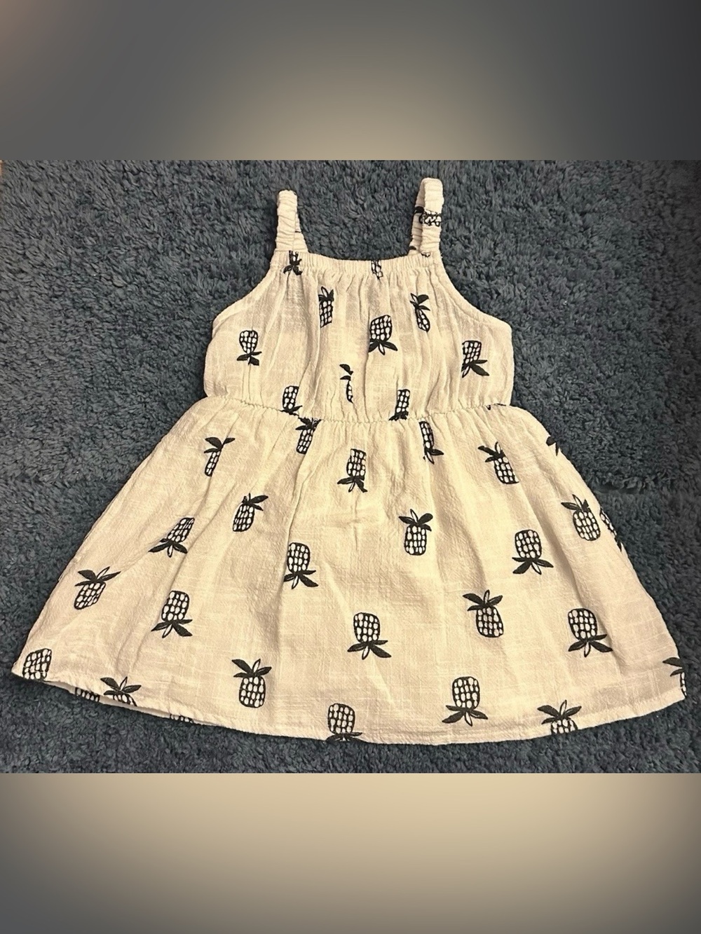 Cat & Jack Baby Girl 18M White w/ Black Pineapples 2Piece Swing Sundress Set